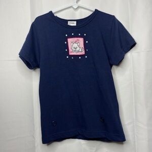 Vintage Red Denim Embellished Short Sleeve Tee Girls Size L 6X